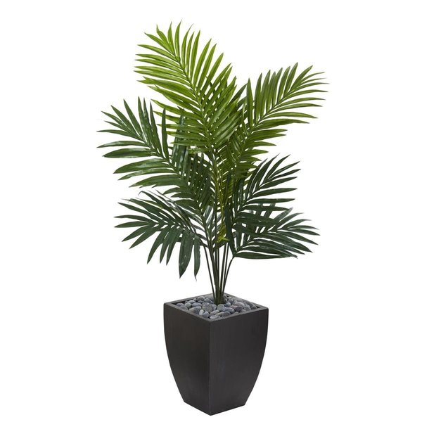 Nearly Natural 4.5 ft. Kentia Palm Artificial Tree in Black Wash Planter 5821